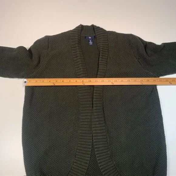 Gap Olive Green Open Front Cardigan Womens Large Textured Knit Sweater - Picture 5 of 8